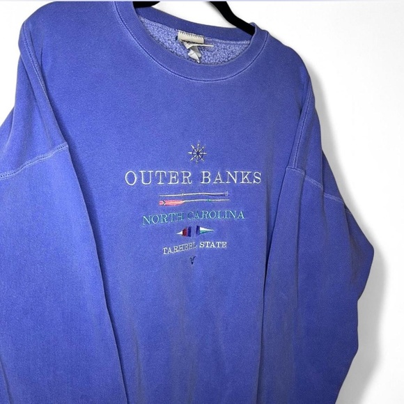 Vintage Outer Banks North Carolina Sweatshirt Periwinkle Blue Large - Picture 2 of 5